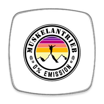 Muskelantrieb - 0% Emission - Viereckiger Kühlschrankmagnet - Weiß - Vorne