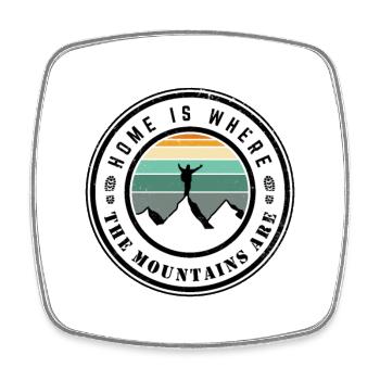 Home is where the mountains are - Square fridge magnet - white - Front