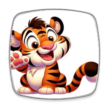 Tiger 4 - Square fridge magnet - white - Front