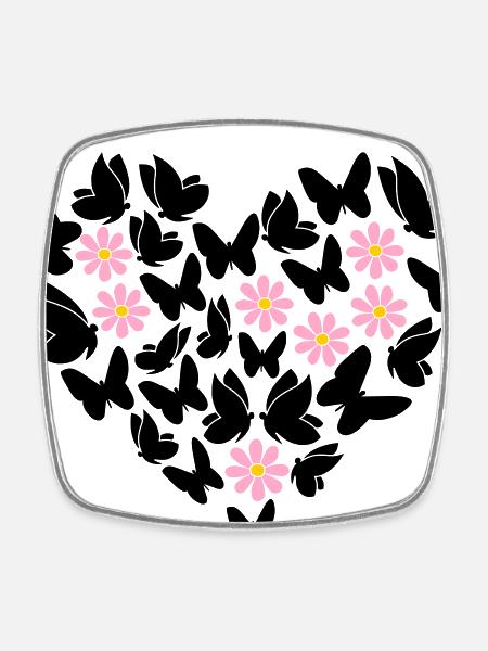 Butterflies in the heart - Square fridge magnet - white