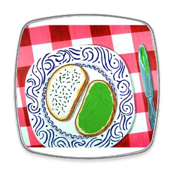 Unser tägliches Brot gibst du uns heute - Viereckiger Kühlschrankmagnet - Weiß - Vorne