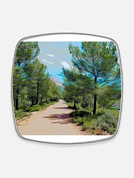 Zeichnung der Provence - Wanderweg - Viereckiger Kühlschrankmagnet - Weiß