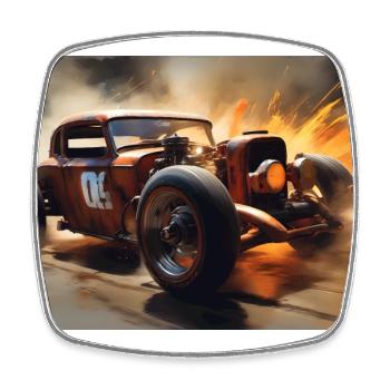 Rostiger Hot Rod Racing #4 - Viereckiger Kühlschrankmagnet - Weiß - Vorne