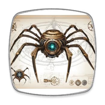 Mechanischer Spider 2 FINAL - Viereckiger Kühlschrankmagnet - Weiß - Vorne