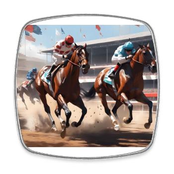 Horse Racing #1 - Square fridge magnet - white - Front