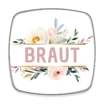 Team Braut! Blumen, bunt, personalisierbar - Viereckiger Kühlschrankmagnet - Weiß - Vorne