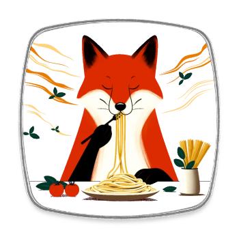 Pasta Fuchs - Viereckiger Kühlschrankmagnet - Weiß - Vorne