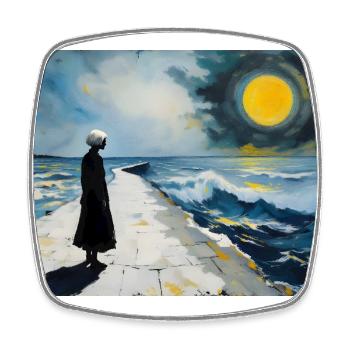 Mom on the Beach 5 - Square fridge magnet - white - Front