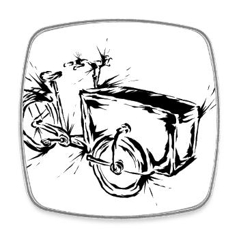 Vélo cargo - Magnet carré - blanc - Devant