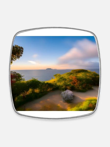 Hiking in the dunes by the sea - Square fridge magnet - white