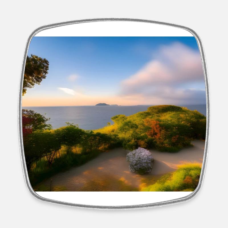 Hiking in the dunes by the sea - Square fridge magnet - white