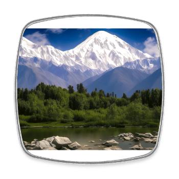 Nanga Parbat and surroundings - Square fridge magnet - white - Front
