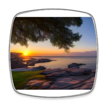 Sonnenuntergang - Die Stille am Meer - Viereckiger Kühlschrankmagnet - Weiß - Vorne