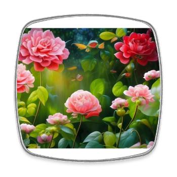 Blühende Rosen Blüten - Viereckiger Kühlschrankmagnet - Weiß - Vorne