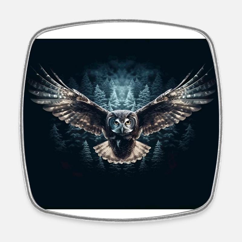 Flying Owl - Square fridge magnet - white