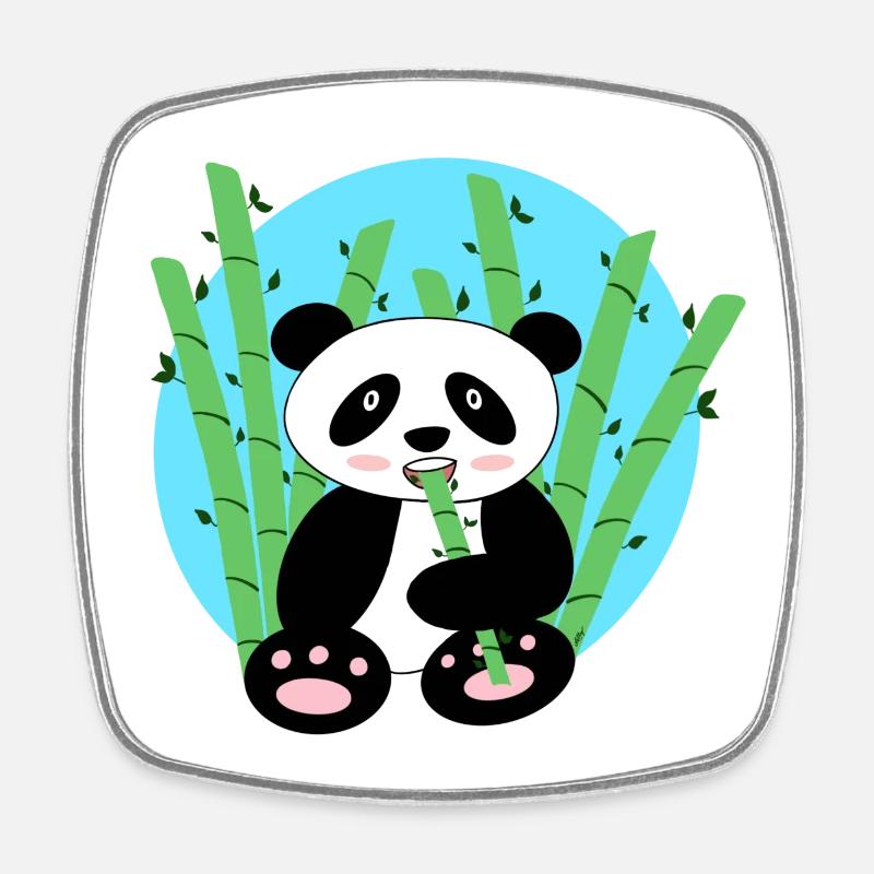 Panda and bamboo - Square fridge magnet - white