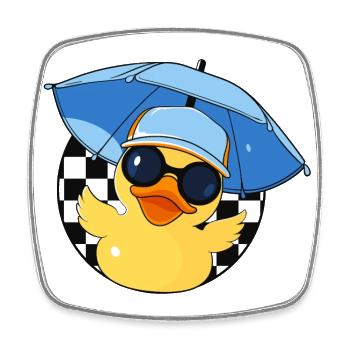 Quietscheente Sommer Gummiente Rubber Duck Enten - Viereckiger Kühlschrankmagnet - Weiß - Vorne