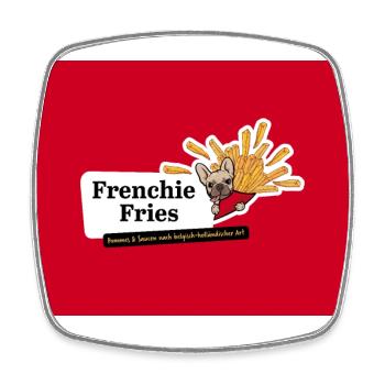 Frenchie Fries rot - Viereckiger Kühlschrankmagnet - Weiß - Vorne