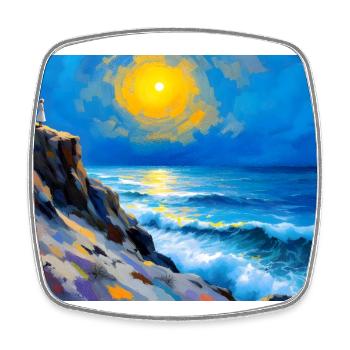 Mom on the Beach 6 - Square fridge magnet - white - Front