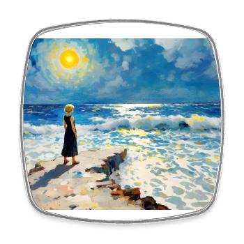 Mom on the Beach 12 - Square fridge magnet - white - Front