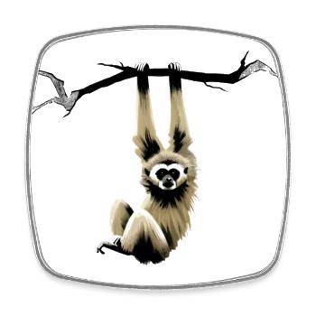 Gibbon - Viereckiger Kühlschrankmagnet - Weiß - Vorne