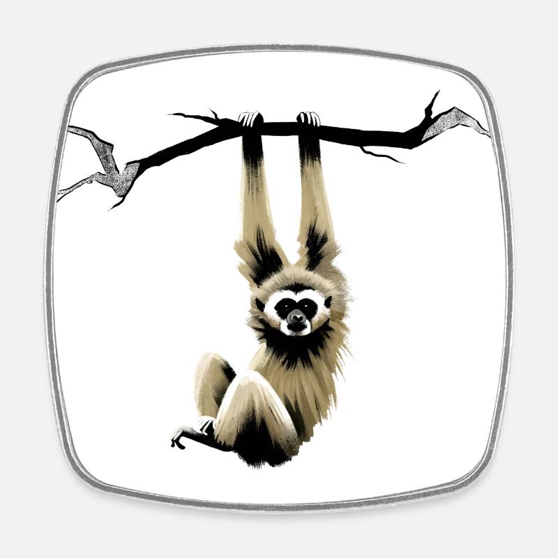 Gibbon - Viereckiger Kühlschrankmagnet - Weiß
