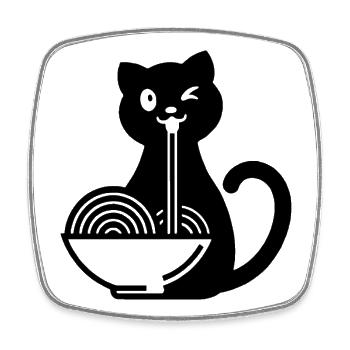 Ramen Katze Japanische Nudelsuppe - Viereckiger Kühlschrankmagnet - Weiß - Vorne
