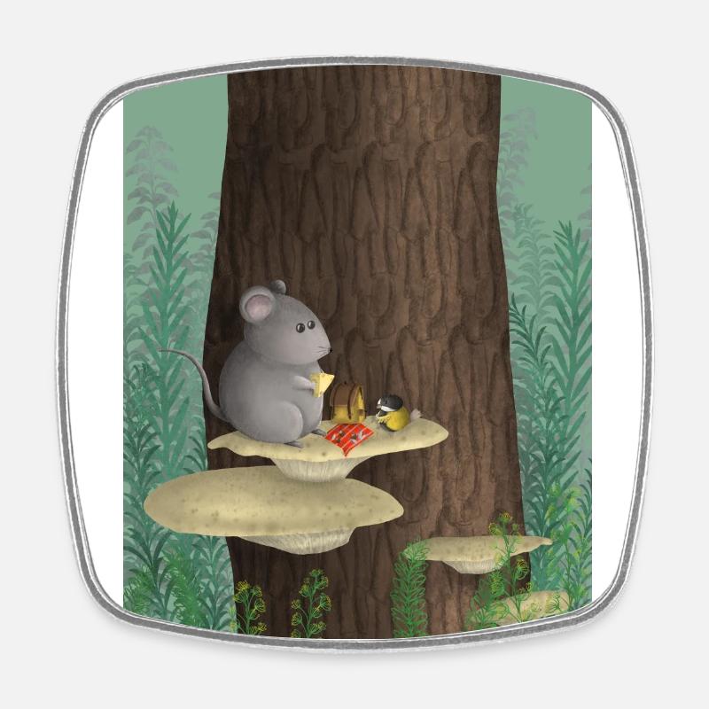 A picknick in the forest - Square fridge magnet - white