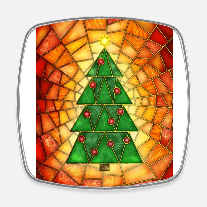 Weihnachtsbaum im Tiffany Stil - Viereckiger Kühlschrankmagnet - Weiß