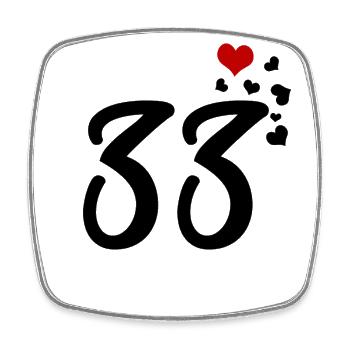 33 Herzen 33. Geburtstag Jubiläum - Viereckiger Kühlschrankmagnet - Weiß - Vorne
