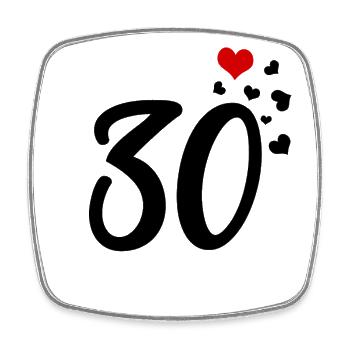 30 hearts 30th birthday anniversary - Square fridge magnet - white - Front