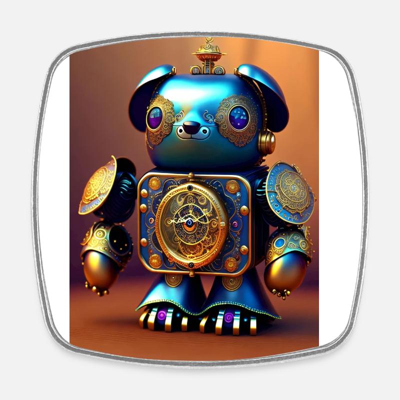 Cute Movement Baby Bear Android - Square fridge magnet - white