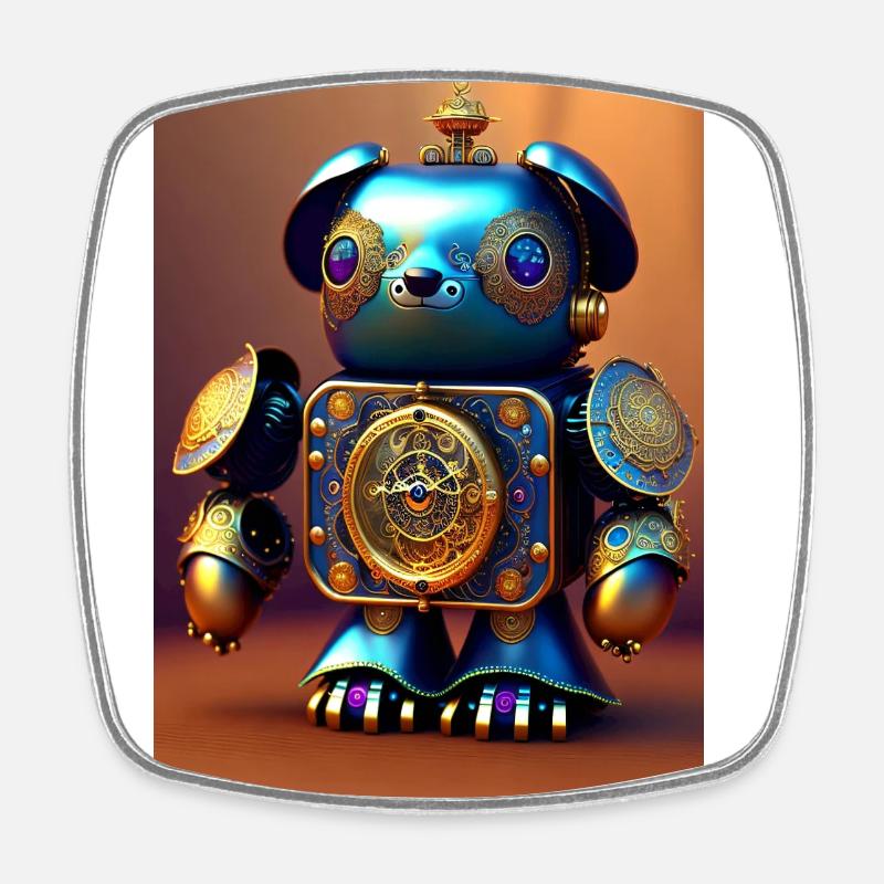 Mouvement mignon Bébé Ours Android - Magnet carré - blanc