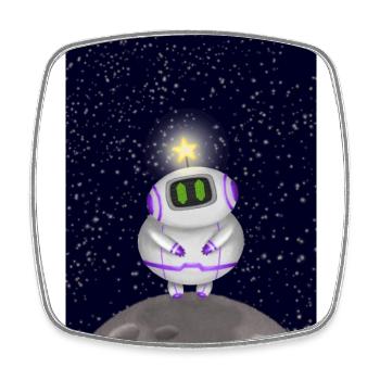 Starbot - Magnet carré - blanc - Devant