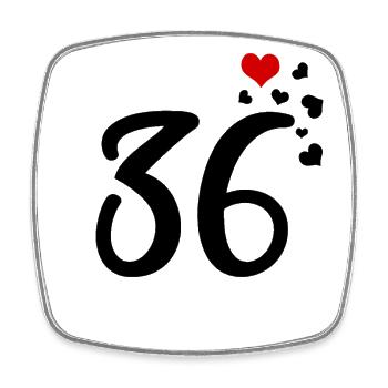 36. Geburtstag Jubiläum Herzen 36 - Viereckiger Kühlschrankmagnet - Weiß - Vorne