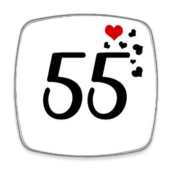 55. Geburtstag Jubiläum Herzen 55 - Viereckiger Kühlschrankmagnet - Weiß - Vorne