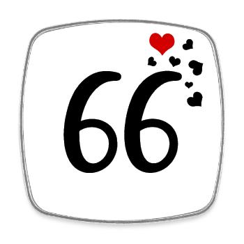 66. Geburtstag Jubiläum Herzen 66 - Viereckiger Kühlschrankmagnet - Weiß - Vorne