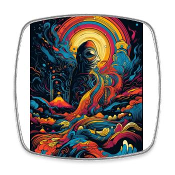 Trippy Explosion - Motif psychédélique - Magnet carré - blanc - Devant