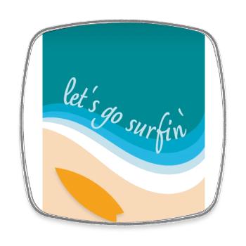 Let's go surfin' surfing Surfen (eckiges Design) - Viereckiger Kühlschrankmagnet - Weiß - Vorne