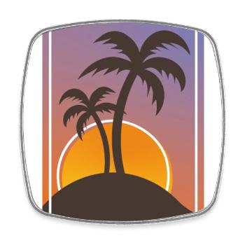 Palmen im Sonnenuntergang am Meer Urlaub Reise - Viereckiger Kühlschrankmagnet - Weiß - Vorne
