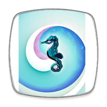 Seahorse with blue swirl background - Square fridge magnet - white - Front