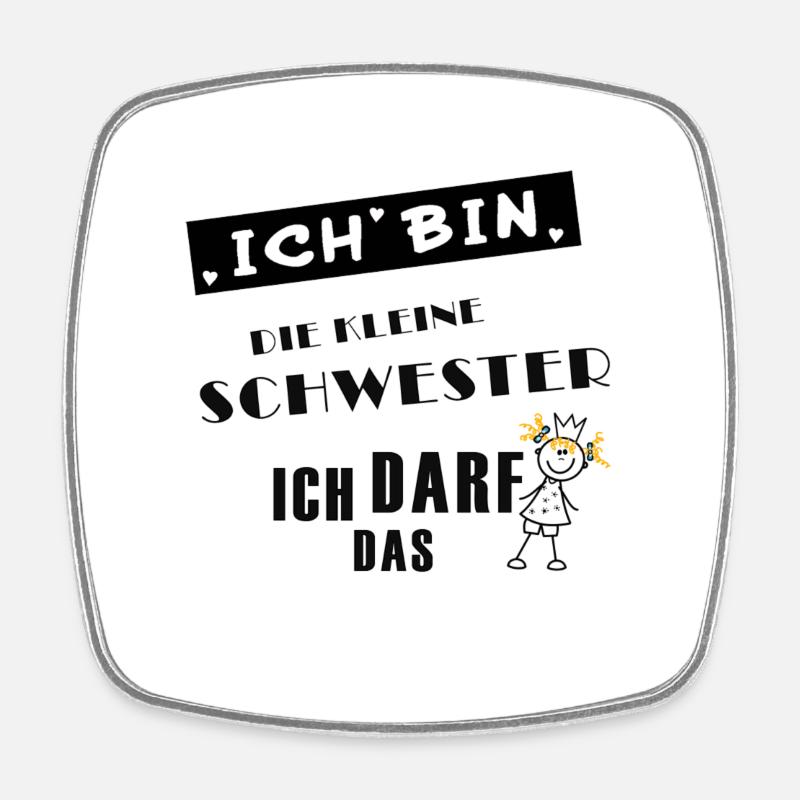 little sister - Square fridge magnet - white