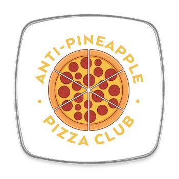 Anti Ananas Pizza Club - Viereckiger Kühlschrankmagnet - Weiß - Vorne