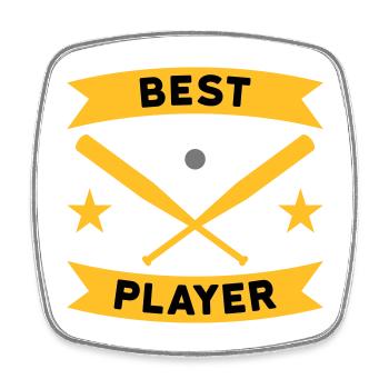 Best baseball player (Banner, Baseballschläger) - Viereckiger Kühlschrankmagnet - Weiß - Vorne
