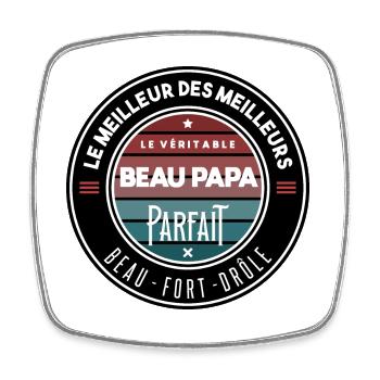 Le véritable beau papa parfait - Magnet carré - blanc - Devant