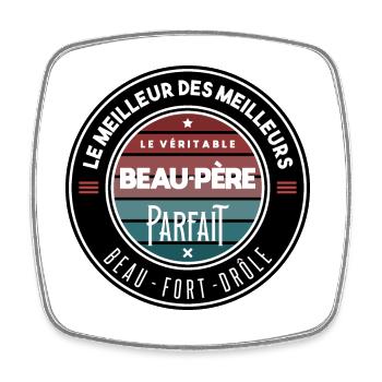 Le véritable beau père parfait - Magnet carré - blanc - Devant