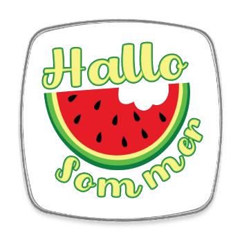 Melone Hallo Sommer - Viereckiger Kühlschrankmagnet - Weiß - Vorne