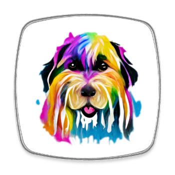 Briard en couleur - Magnet carré - blanc - Devant