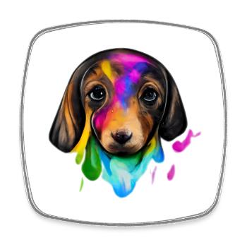 Dachshund in color - Square fridge magnet - white - Front