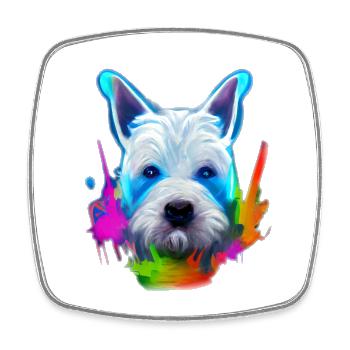 West Highland White Terrier Design - colorful - Square fridge magnet - white - Front